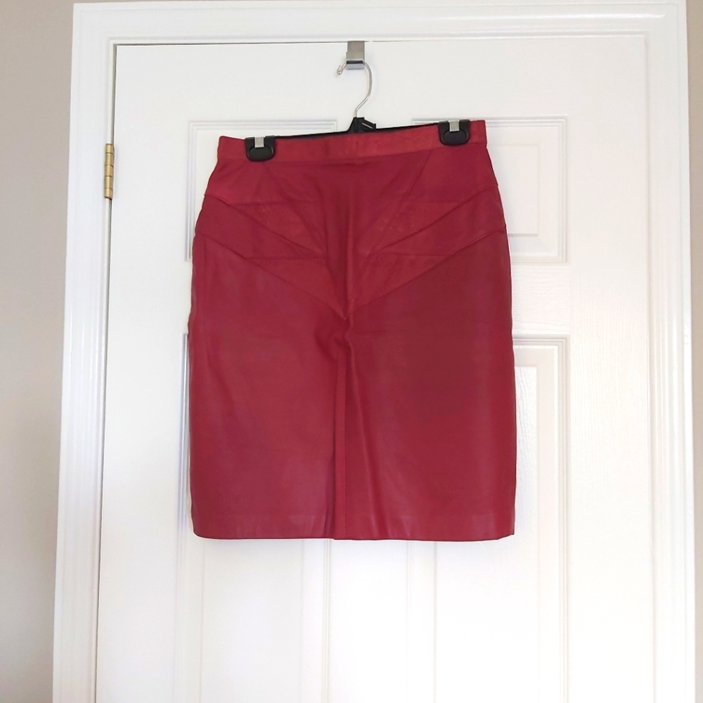 Vintage 80s red leather skirt size 12